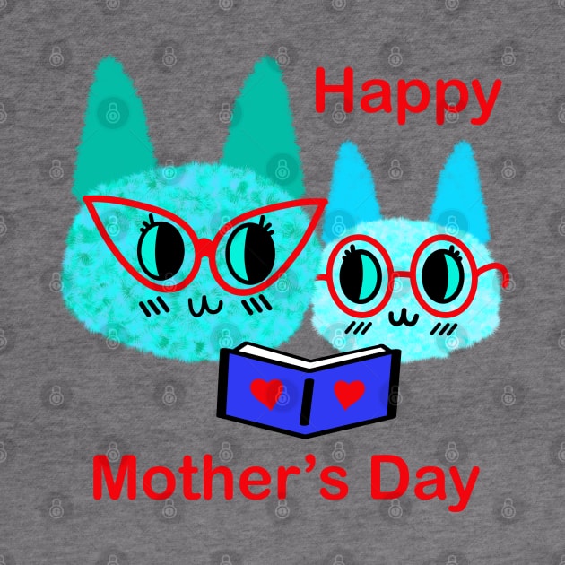 Mother’s Day Fuzzy Reading Cats by chowlet